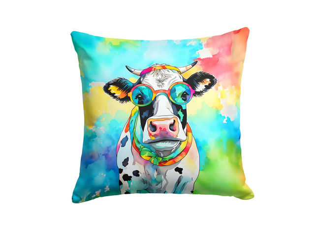 NEW Hippie Animal Cow Throw Pillow Machine Washable, Indoor Outdoor Decorative Pillow for Couch, Bed or Patio, 18Hx18W