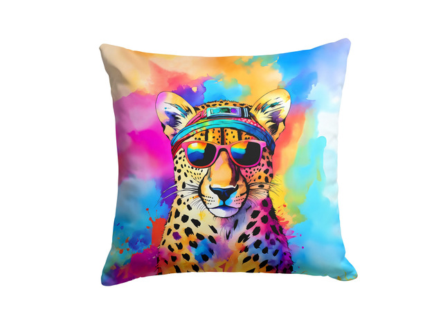 NEW Hippie Animal Cheetah Throw Pillow Machine Washable, Indoor Outdoor Decorative Pillow for Couch, Bed or Patio, 18Hx18W