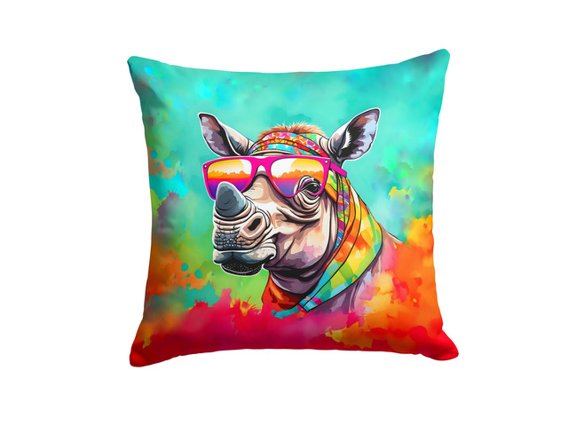 NEW Hippie Animal Rhinoceros Throw Pillow Machine Washable, Indoor Outdoor Decorative Pillow for Couch, Bed or Patio, 18Hx18W