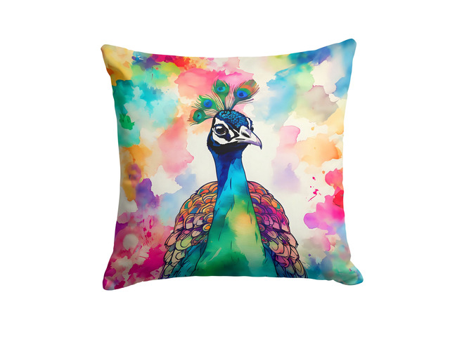 NEW Hippie Animal Peacock Throw Pillow Machine Washable, Indoor Outdoor Decorative Pillow for Couch, Bed or Patio, 18Hx18W