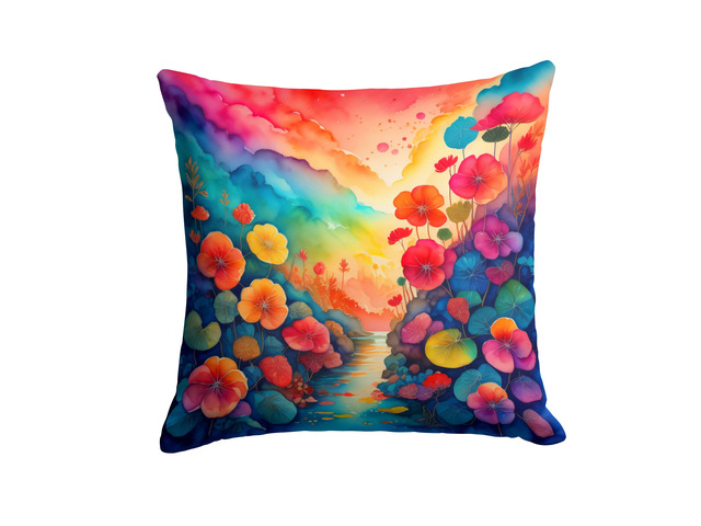 Colorful Begonias Throw Pillow Machine Washable, Indoor Outdoor Decorative Pillow for Couch, Bed or Patio, 18Hx18W