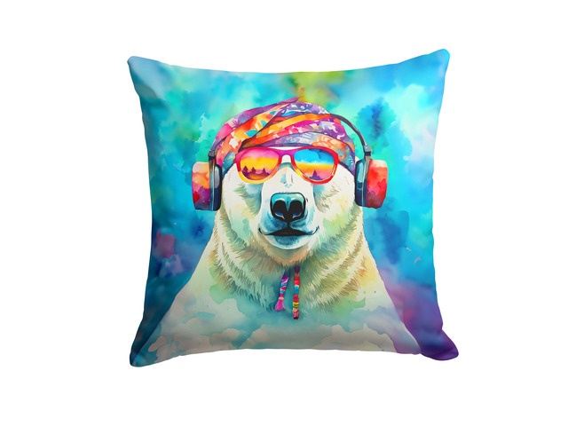 NEW Hippie Animal Polar Bear Throw Pillow Machine Washable, Indoor Outdoor Decorative Pillow for Couch, Bed or Patio, 18Hx18W