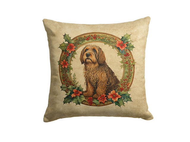 Otterhound Christmas Flowers Throw Pillow Machine Washable, Indoor Outdoor Decorative Pillow for Couch, Bed or Patio, 18Hx18W