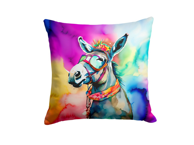 NEW Hippie Animal Donkey Throw Pillow Machine Washable, Indoor Outdoor Decorative Pillow for Couch, Bed or Patio, 18Hx18W