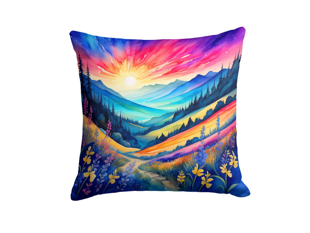 Colorful Annual Larkspur Throw Pillow Machine Washable, Indoor Outdoor Decorative Pillow for Couch, Bed or Patio, 18Hx18W