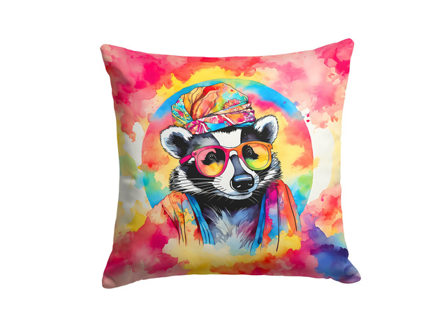 NEW Hippie Animal Badger Throw Pillow Machine Washable, Indoor Outdoor Decorative Pillow for Couch, Bed or Patio, 18Hx18W