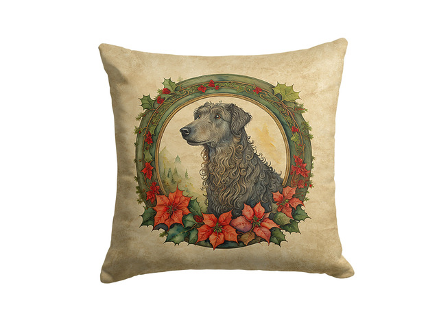 Scottish Deerhound Christmas Flowers Throw Pillow Machine Washable, Indoor Outdoor Decorative Pillow for Couch, Bed or Patio, 18Hx18W