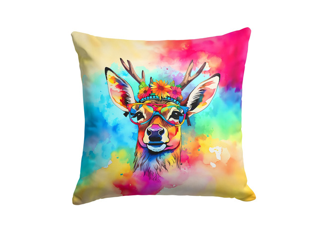 NEW Hippie Animal Deer Throw Pillow Machine Washable, Indoor Outdoor Decorative Pillow for Couch, Bed or Patio, 18Hx18W
