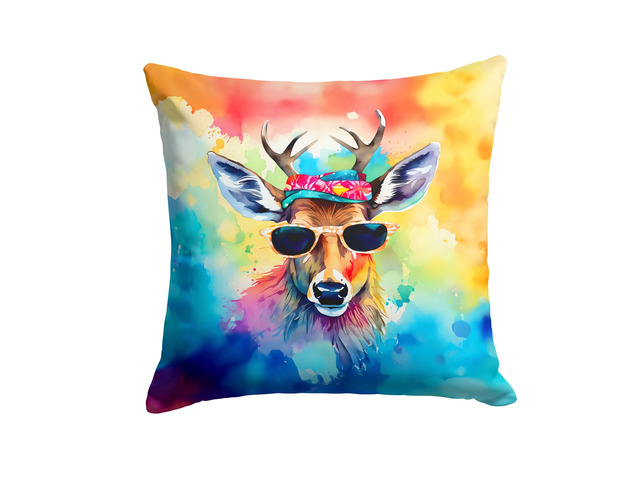 NEW Hippie Animal Deer Throw Pillow Machine Washable, Indoor Outdoor Decorative Pillow for Couch, Bed or Patio, 18Hx18W