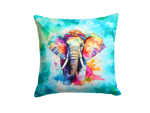 NEW Hippie Animal Elephant Throw Pillow Machine Washable, Indoor Outdoor Decorative Pillow for Couch, Bed or Patio, 18Hx18W