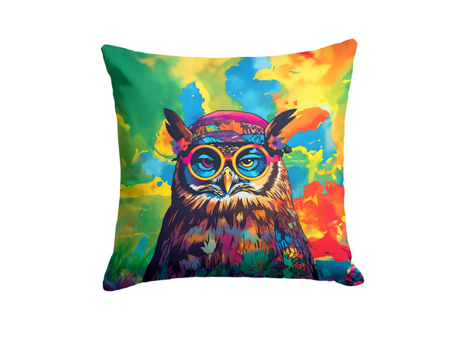 NEW Hippie Animal Owl Throw Pillow Machine Washable, Indoor Outdoor Decorative Pillow for Couch, Bed or Patio, 18Hx18W