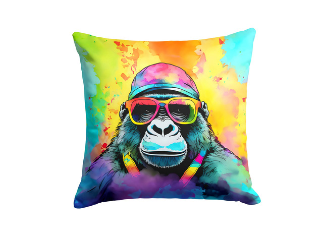 NEW Hippie Animal Gorilla Throw Pillow Machine Washable, Indoor Outdoor Decorative Pillow for Couch, Bed or Patio, 18Hx18W