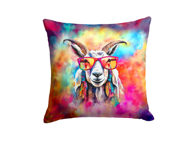 NEW Hippie Animal Goat Throw Pillow Machine Washable, Indoor Outdoor Decorative Pillow for Couch, Bed or Patio, 18Hx18W