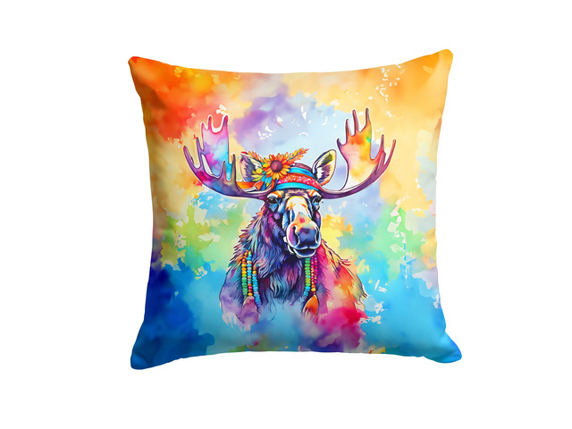 NEW Hippie Animal Moose Throw Pillow Machine Washable, Indoor Outdoor Decorative Pillow for Couch, Bed or Patio, 18Hx18W