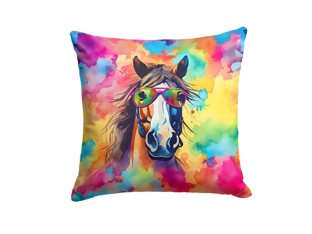 NEW Hippie Animal Horse Throw Pillow Machine Washable, Indoor Outdoor Decorative Pillow for Couch, Bed or Patio, 18Hx18W