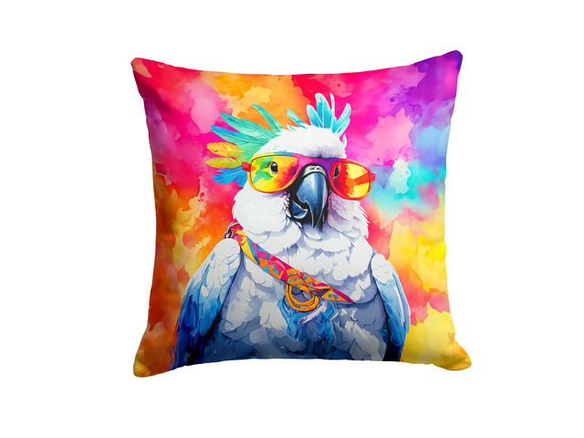NEW Hippie Animal Cockatoo Throw Pillow Machine Washable, Indoor Outdoor Decorative Pillow for Couch, Bed or Patio, 18Hx18W