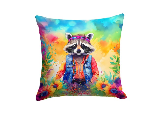 NEW Hippie Animal Raccoon Throw Pillow Machine Washable, Indoor Outdoor Decorative Pillow for Couch, Bed or Patio, 18Hx18W