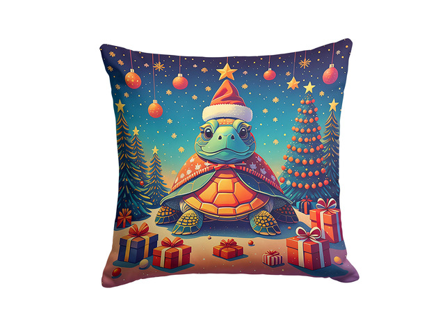 Turtle Christmas Throw Pillow Machine Washable, Indoor Outdoor Decorative Pillow for Couch, Bed or Patio, 18Hx18W