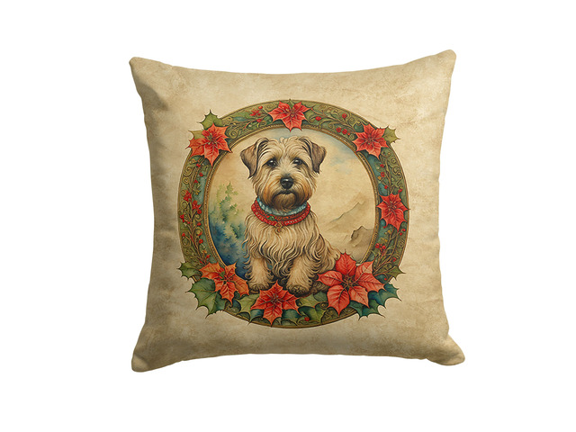 Glen of Imaal Terrier Christmas Flowers Throw Pillow Machine Washable, Indoor Outdoor Decorative Pillow for Couch, Bed or Patio, 18Hx18W