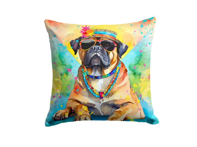 Cane Corso Hippie Dawg Throw Pillow Machine Washable, Indoor Outdoor Decorative Pillow for Couch, Bed or Patio, 18Hx18W