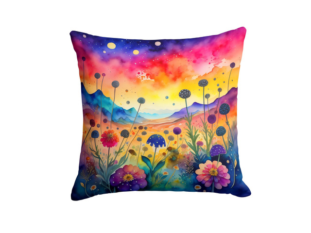 Colorful Scabiosa Throw Pillow Machine Washable, Indoor Outdoor Decorative Pillow for Couch, Bed or Patio, 18Hx18W