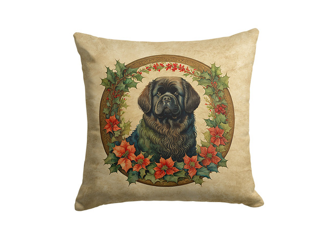 Newfoundland Christmas Flowers Throw Pillow Machine Washable, Indoor Outdoor Decorative Pillow for Couch, Bed or Patio, 18Hx18W