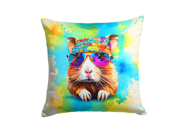 NEW Hippie Animal Guinea Pig Throw Pillow Machine Washable, Indoor Outdoor Decorative Pillow for Couch, Bed or Patio, 18Hx18W