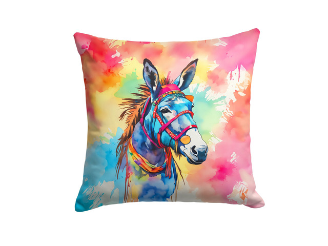 NEW Hippie Animal Donkey Throw Pillow Machine Washable, Indoor Outdoor Decorative Pillow for Couch, Bed or Patio, 18Hx18W