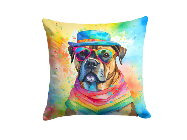 Cane Corso Hippie Dawg Throw Pillow Machine Washable, Indoor Outdoor Decorative Pillow for Couch, Bed or Patio, 18Hx18W
