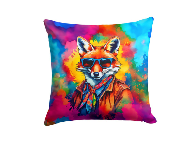 NEW Hippie Animal Fox Throw Pillow Machine Washable, Indoor Outdoor Decorative Pillow for Couch, Bed or Patio, 18Hx18W