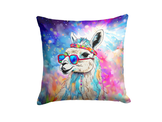 NEW Hippie Animal Llama Throw Pillow Machine Washable, Indoor Outdoor Decorative Pillow for Couch, Bed or Patio, 18Hx18W