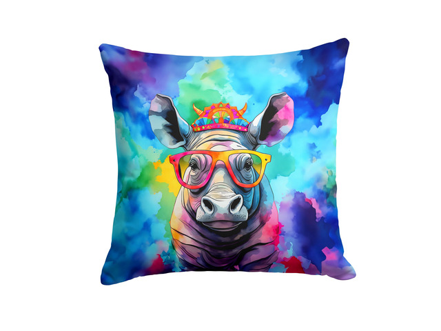 NEW Hippie Animal Rhinoceros Throw Pillow Machine Washable, Indoor Outdoor Decorative Pillow for Couch, Bed or Patio, 18Hx18W