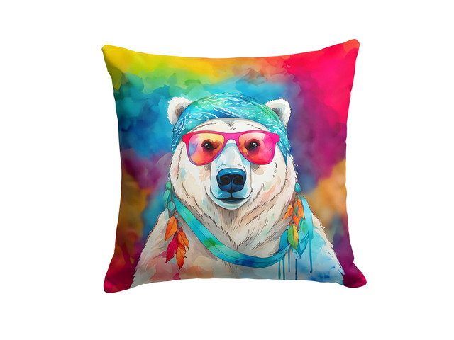 NEW Hippie Animal Polar Bear Throw Pillow Machine Washable, Indoor Outdoor Decorative Pillow for Couch, Bed or Patio, 18Hx18W