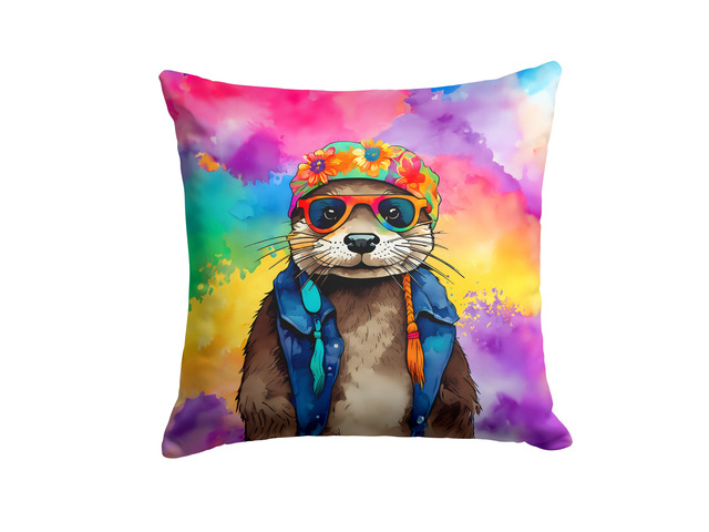 NEW Hippie Animal Otter Throw Pillow Machine Washable, Indoor Outdoor Decorative Pillow for Couch, Bed or Patio, 18Hx18W