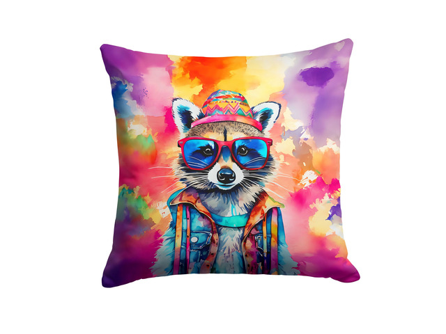 NEW Hippie Animal Raccoon Throw Pillow Machine Washable, Indoor Outdoor Decorative Pillow for Couch, Bed or Patio, 18Hx18W