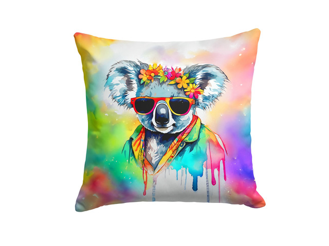 NEW Hippie Animal Koala Throw Pillow Machine Washable, Indoor Outdoor Decorative Pillow for Couch, Bed or Patio, 18Hx18W