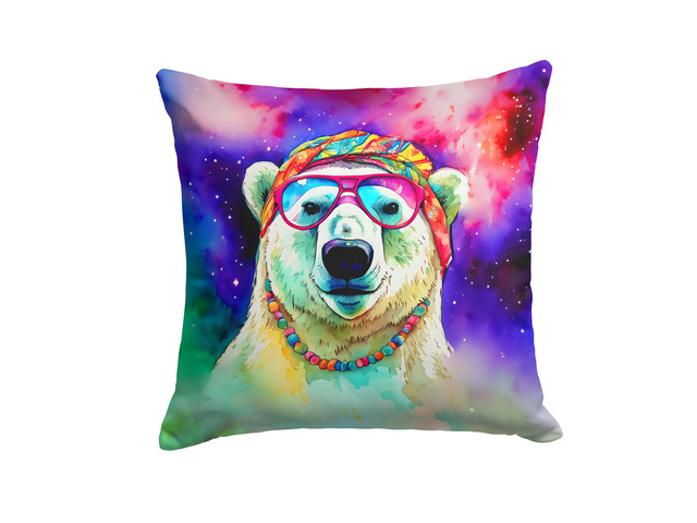 NEW Hippie Animal Polar Bear Throw Pillow Machine Washable, Indoor Outdoor Decorative Pillow for Couch, Bed or Patio, 18Hx18W