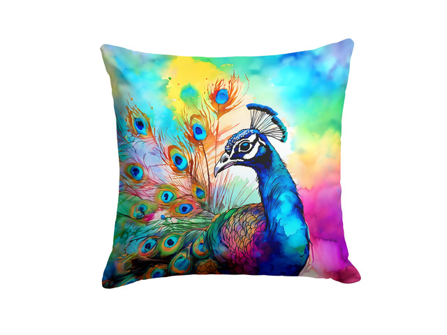 NEW Hippie Animal Peacock Throw Pillow Machine Washable, Indoor Outdoor Decorative Pillow for Couch, Bed or Patio, 18Hx18W