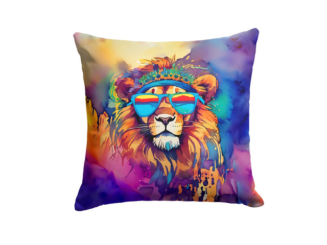 NEW Hippie Animal Lion Throw Pillow Machine Washable, Indoor Outdoor Decorative Pillow for Couch, Bed or Patio, 18Hx18W