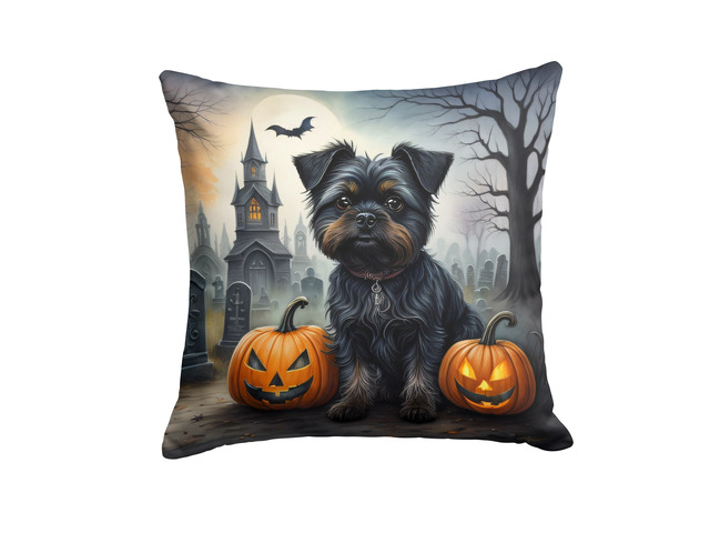 Affenpinscher Spooky Halloween Throw Pillow Machine Washable, Indoor Outdoor Decorative Pillow for Couch, Bed or Patio, 18Hx18W