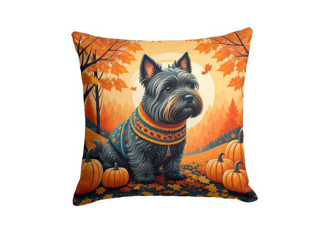 Scottish Terrier Fall Throw Pillow Machine Washable, Indoor Outdoor Decorative Pillow for Couch, Bed or Patio, 18Hx18W