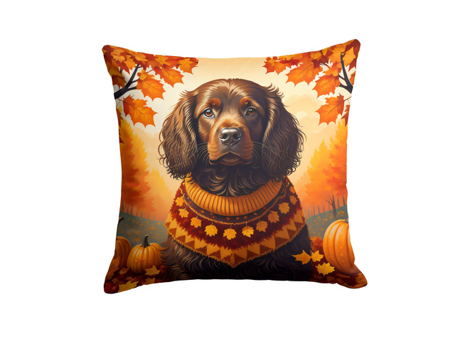 Boykin Spaniel Fall Throw Pillow Machine Washable, Indoor Outdoor Decorative Pillow for Couch, Bed or Patio, 18Hx18W