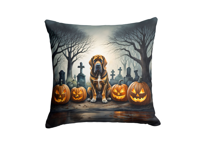 Bloodhound Spooky Halloween Throw Pillow Machine Washable, Indoor Outdoor Decorative Pillow for Couch, Bed or Patio, 18Hx18W