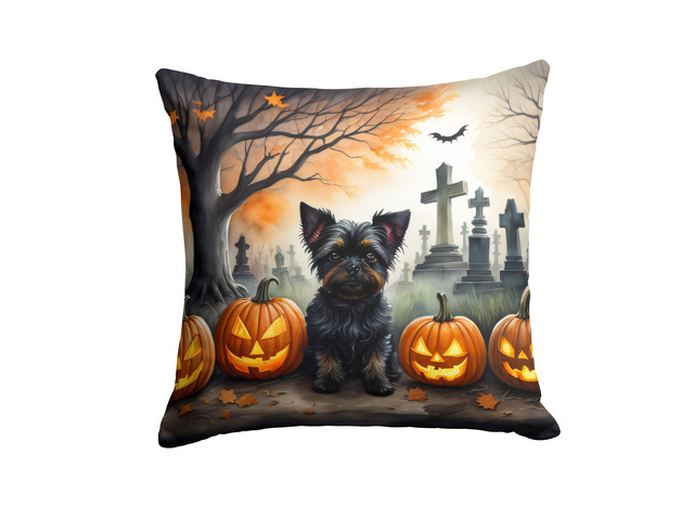 Affenpinscher Spooky Halloween Throw Pillow Machine Washable, Indoor Outdoor Decorative Pillow for Couch, Bed or Patio, 18Hx18W