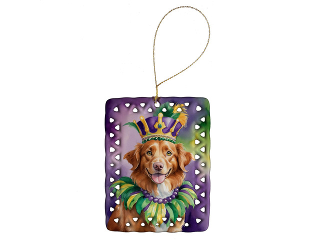 Nova Scotia Duck Tolling Retriever King of Mardi Gras Porcelain Ornament Christmas Tree Hanging Decorations for Home Christmas Holiday, Rectangle,...