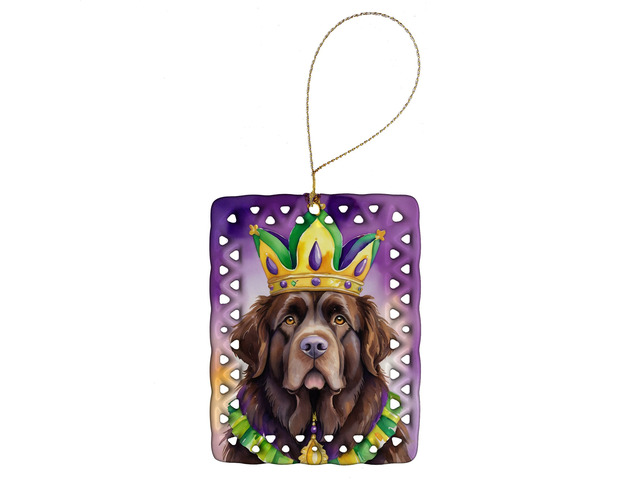 Newfoundland King of Mardi Gras Porcelain Ornament Christmas Tree Hanging Decorations for Home Christmas Holiday, Rectangle, Gift, Multicolor