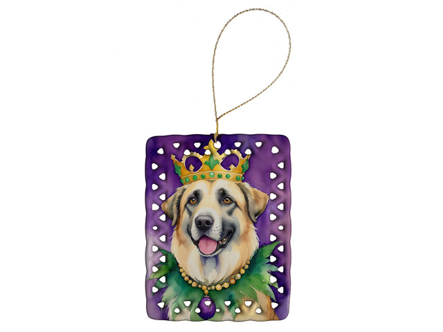 Anatolian Shepherd Dog King of Mardi Gras Porcelain Ornament Christmas Tree Hanging Decorations for Home Christmas Holiday, Rectangle, Gift,...