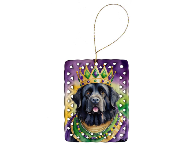 Newfoundland King of Mardi Gras Porcelain Ornament Christmas Tree Hanging Decorations for Home Christmas Holiday, Rectangle, Gift, Multicolor
