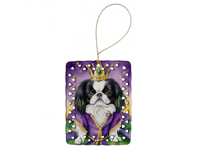 Japanese Chin King of Mardi Gras Porcelain Ornament Christmas Tree Hanging Decorations for Home Christmas Holiday, Rectangle, Gift, Multicolor