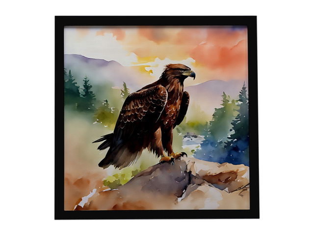 Eagle Framed Metal Print Bathroom, Kitchen, Office, Home Decor Wall Art Ready to Hang, Square, 8X8